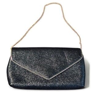 Rebecca Minkoff Black and Glitter Zip Clutch
